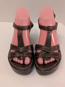 "Sandalias de tacón de cuña Born de cuero de 3"" marrón talla 8 para mujer" - Imagen 1 de 7