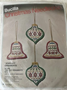 Vintage Bucilla Christmas Needlecraft Felt&Sequin Jeweled Holiday Ornaments - Picture 1 of 8