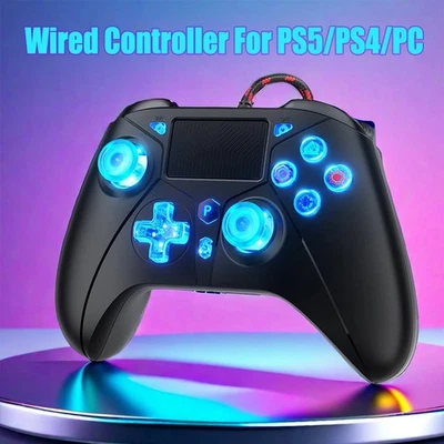 Wire Controller Gamepad for Playstation PS5, Ps-5/Ps-4/Pro/Slim/Pc Black RGB - Image 1 of 4