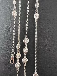 "Collar de oro blanco de 14 K natural diamante de 1,15 quilates por yarda VS-SI 24 piedras 19,5" - Imagen 1 de 12