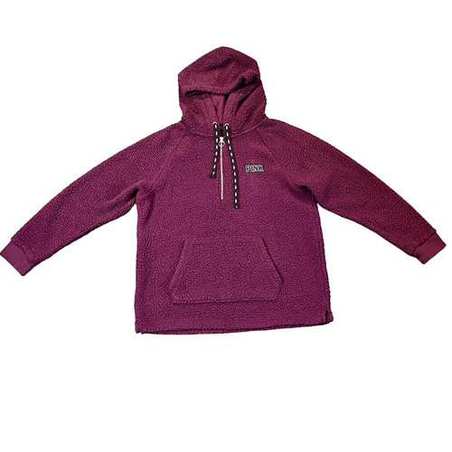 UNDERCOVER Felpa con cappuccio pullover Victoria's Secret Sherpa orsacchiotto rosa mezza cerniera grande