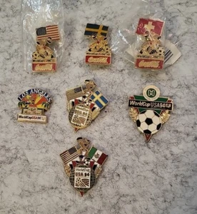 [7] Seven Vintage 1994 World Cup Pins ~Coca Cola~ Rose Bowl~ Flags~ Soccer E 261 - Picture 1 of 8