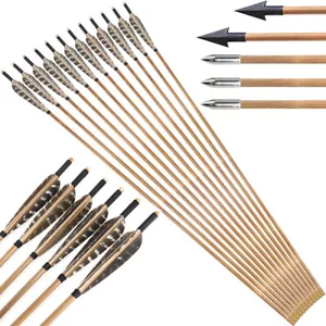 33Zoll Bambuspfeile Naturfedern Bogenschießen Recurve Bogen Langbogen Jagdpfeile - Bild 1 von 21