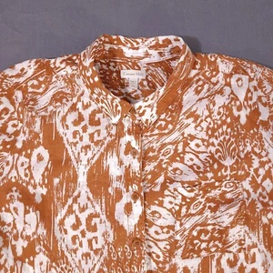 Garnet Hill Linen Shirt Top Womens Size 10 Long Sleeve Button Lightweight - Picture 1 of 9