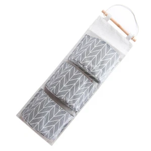 3 Pockets Cotton Linen Wall Door Closet Hanging Storage Bag Clothes Organizer - Picture 1 of 11