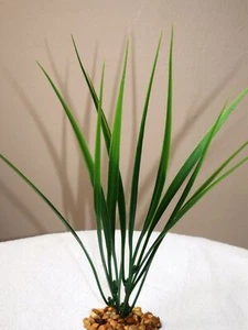 8" Small WILD GRASS 2-stem Soft Plastic Wireless Plant, Stone Base, Lower Forty - Picture 1 of 5