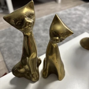 Two Brass Cat Figurines - Picture 1 of 6
