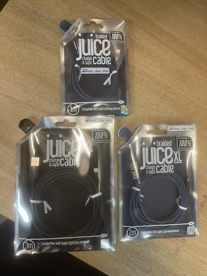 Juice Apple Lightning Cable | 1m/2M/3M Charge & Sync | iPhone iPad iPod MFI - Image 1 of 2