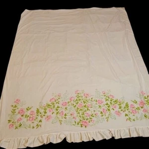 Vintage Lady Pepperell Floral Ruffled Border Flat Sheet 81 x 100 Full Size - Picture 1 of 3