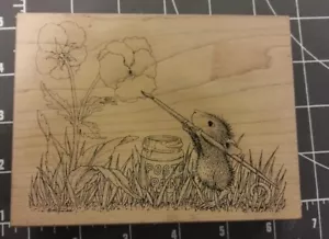 Estampilla de goma usada para ratón doméstico pintura un espectáculo de arte Get Well cumpleaños primavera - Imagen 1 de 3