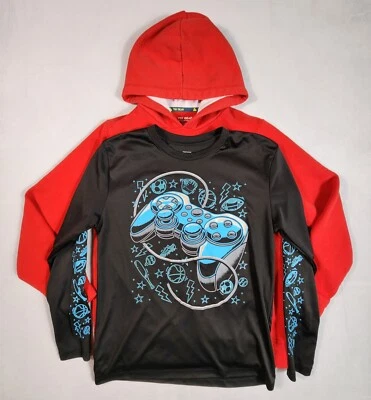 Pack de 2 camisas y suéteres con capucha de manga larga Tek Gear para niños talla mediana Foto 1 de 4