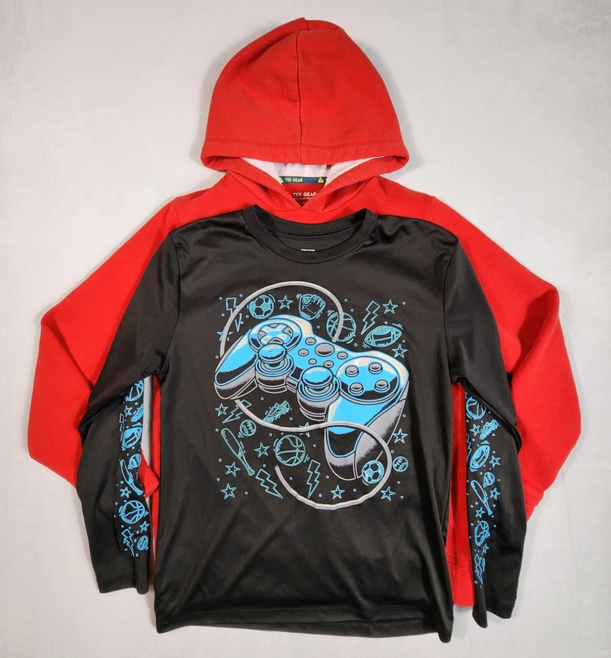 Tek Gear 2 件装长袖衬衫和连帽毛衣男孩尺寸 M — 第 1/4 张图片