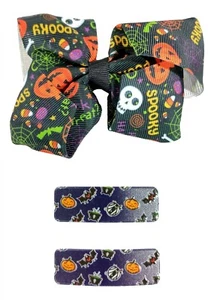 Halloween Bow Pumpkin Hair for Girls Small 4 Inch Hair Bow Hair Clip Barrets - Picture 1 of 3