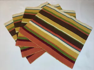 FALL Colores PLACEMATS, Rayas, Lote 4 - 16.5"x14" Otoño Algodón Marrón Rojo Verde - Imagen 1 de 6