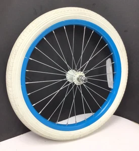 18" Bicycle Front Bluer Wheel with 1.95" White Tire Kid's BMX Bike #X20 - Picture 1 of 3