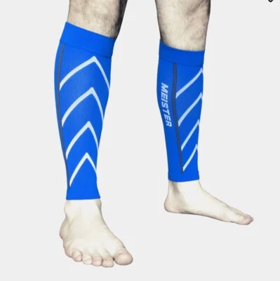 MEISTER COMPRESSION SLEEVES Running Calf Leg Shin Splints CrossFit Blue Sz S - Image 1 of 4
