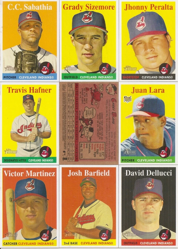 Juego completo de equipo regular Topps Heritage Cleveland Indians 2007 (16) Foto 1 de 1
