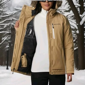 Columbia Ava Alpine Hooded Waterproof Ski Parker Beach/White Omni-Heat Sz Medium - Picture 1 of 10