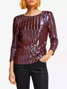 Boden Aubrey Sequin Top Size 20 Bronze & Navy Stripe colour- W0466-MED12 - Picture 1 of 3