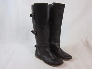 Women's FRYE 77066 'Paige Tall Buckle' Brown Leather Knee High Boots Sz 6 B - Picture 1 of 10