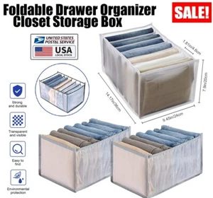 Foldable Drawer Organizer Closet Storage Box Clothes Jeans T-Shirt Separation US - Picture 1 of 12