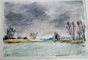 :FRANZ EHMKE *1928 -2018 BERLIN PASTELL HEILIG ABEND MIT SCHNEE IN BLANKENFELDE - Bild 1 von 5