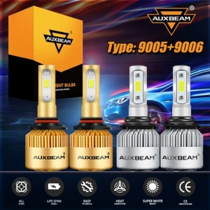 AUXBEAM 9005 9006 LED Headlight Kit Combo Bulbs High Low Beam Super White Bright - Picture 1 of 12