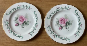 DUCHESS BONE CHINA - ROSE PATTERN 2 x SIDE PLATES (16.5cm) - Picture 1 of 3