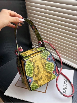 Multicolor  Mini Buckle Detail Snap Button Bucket Bag - Image 1 of 4