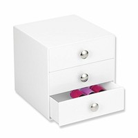 iDesign Makeup Organiser with Three Drawers, Sturdy Plastic Storage Box for