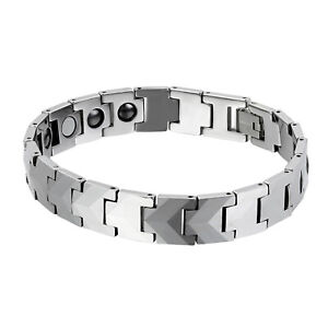 12mm Wide Men's Tungsten Carbide Link Magnetic Therapy Energy Health Bracelets