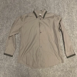 Hermes Wool Trim Button Dress Shirt Mens Size 43 / 17 Long Sleeve Guc - Picture 1 of 11