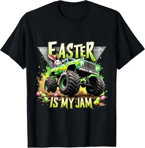 Retro Easter Is My Jam Monster Truck Off-Road Fun Graphic T-Shirt - Picture 1 of 5