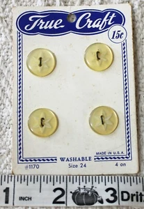 Vintage True Craft Ivory Pearl Buttons On Card W/Star Design Qty 4 - Picture 1 of 2