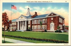 Tarjeta postal de lino sin usar SOUTH JUNIOR HIGH SCHOOL Newburgh, Nueva York NY - Imagen 1 de 2