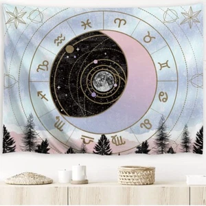 Pink Moon Phase Constellation Celestial Wall Tapestry Galaxy 59x40 Small - Picture 1 of 11