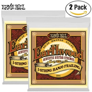Confezione da 2 corde Ernie Ball 2061 Earthwood 5 corde Corde Fresco 80/20 Bronzo Banjo - Foto 1 di 1