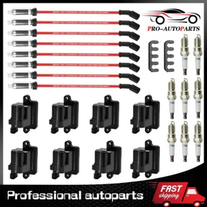 8 Pack Square Ignition Coil & Spark Plug Wire For Chevy GMC 4.8L 5.3L 6.0L 8.1L - Picture 1 of 14