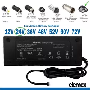 24V 3Ah Battery Charger Lithium eBike Scooter Wheelchair IEC T plug Connector - Picture 1 of 3