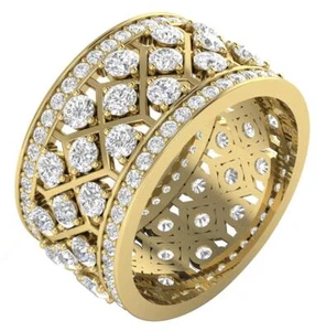 VS F 3.50 Ct Round Lab Grown Diamond Eternity Anniversary Ring 10K Yellow Gold - Picture 1 of 8