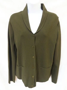 EILEEN FISHER dunkelgrüner Damen Cardigan Pullover mit V-Ausschnitt L - Bild 1 von 2