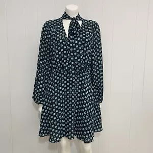 Ted Baker Dress Womens 3 US 8 Printed Neck Tie Long Sleeve Cinch Waist Mini - Picture 1 of 19
