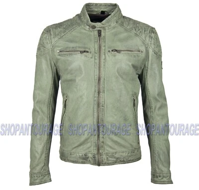 Chaqueta de cuero Mauricio Gorey verde 100 % nueva piel de cordero genuina moda para hombre Foto 1 de 4
