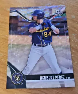 2021 Bowman Platinum Ice Foil Hedbert Perez TOP-33 Brewers Rookie Parallel - Picture 1 of 2