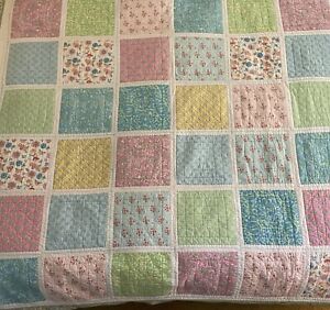 Vintage Pottery Barn Kids Reversible Quilt Coverlet Cotton Patch Work 2005 70x84