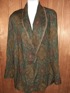 VTG Weathervane Women's 10 Dark Paisley Long-Sleeve Cardigan. Made in USA. - Picture 1 of 6
