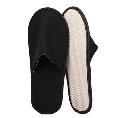 Towelling Hotel Slippers Spa Guest Disposable Travel Shoes Unisex Closed Toe Use - Image 1 of 4