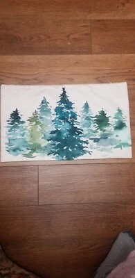 Juego de 4 fundas de almohada de algodón y lino para árbol de Navidad color agua   Foto 1 de 4