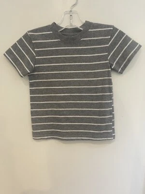 Camisa gris manga corta de cuello redondo de mezcla de algodón a rayas de Garanimals para niños pequeños 3T Foto 1 de 3