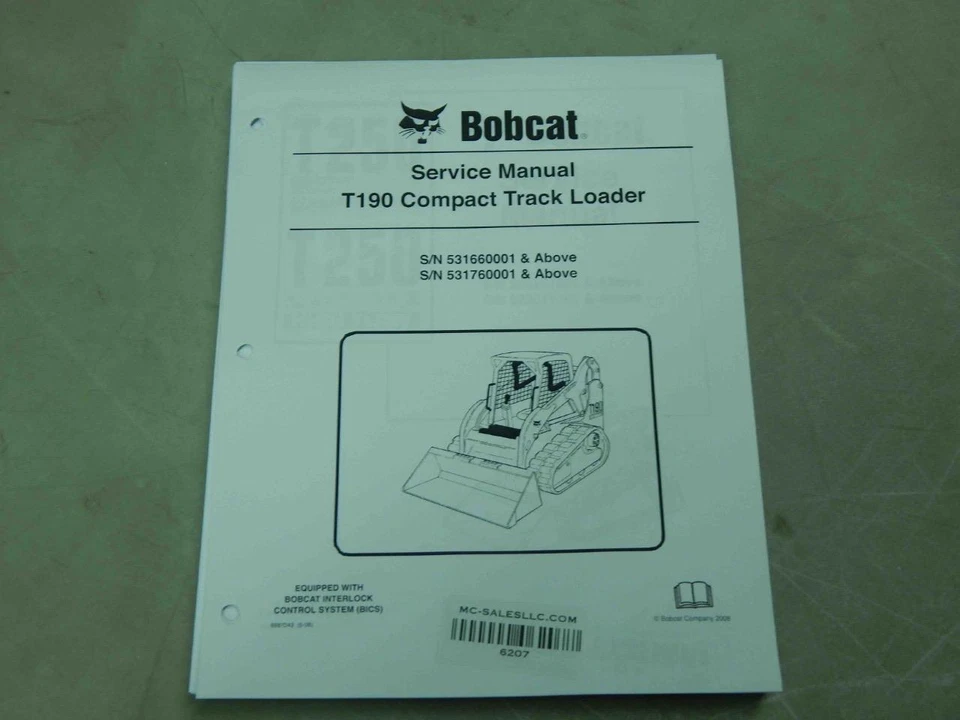 Bobcat  T190, PN# 6987043  Compact Track Loader Service Manual #6207 - Image 1 of 1